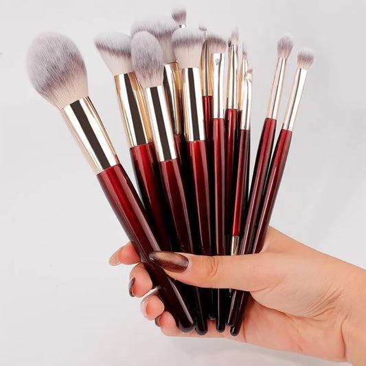15 Professional Makeup Brushes Solid Wood Handle Aluminum Tube Makeup Brush Set Soft Multi-functional Beauty Tool